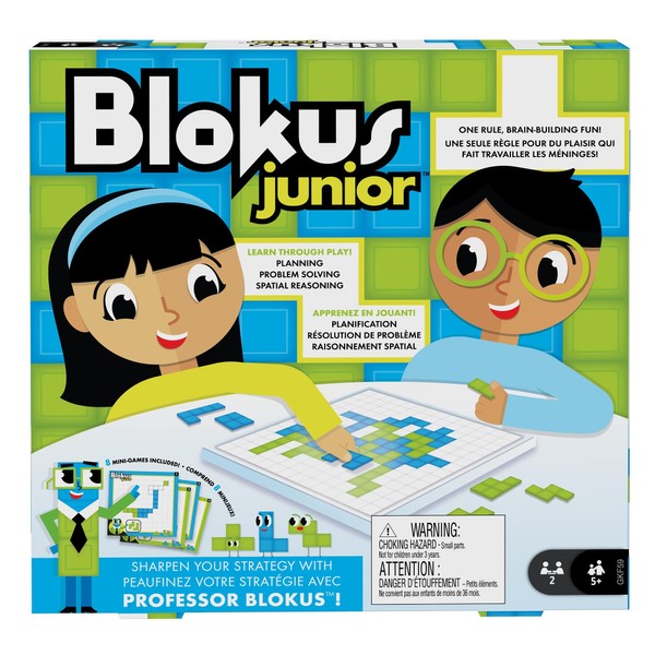 Blokus Junior Strategy Game for Kids and Family, Learning Game with 8 Mini Games for 5 Year Olds and Up