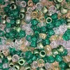 100 x Pony Beads 9x6mm Green Glitter Sparkle Mix -