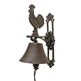 NACH Cast Iron Rooster Doorbell, Small Door Bells for Homes, Rustic Dinner Bell, Kitchen Door Bell, Metal Doorbells, 4.5x7.5x12 inch, JS-90-080