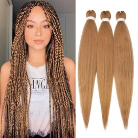 TESS 50 cm Pre Stretched Braiding Hair, Honey Blonde, Jumbo Braid Synthetic Hair for Braiding, 3 Pieces, Braids Extensions, 80 g/Piece Hair Extension (Honey Blonde-3 Pieces)