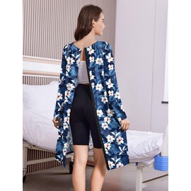 Deyeek Open Back Hospital Gowns for Women Post Shoulder Surgery Tear Away Snap Chemo Port Adaptive Clothing with Pockets