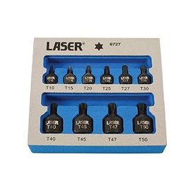 Laser Tools 6727 Low Profile Star Bit Set 10pc, Silver