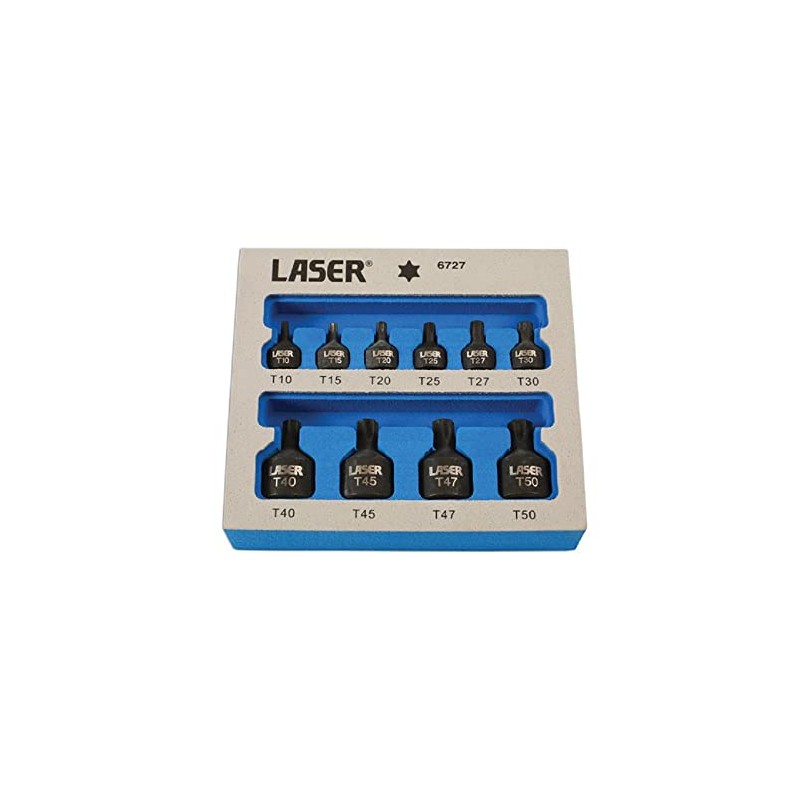 Laser Tools 6727 Low Profile Star Bit Set 10pc, Silver