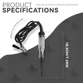 Lecctso Test Light Automotive,Circuit Tester 6V-12V-24V, Professional Auto Voltage Continuity Test, Car Electric Tester Pen ABS Handle with Sharp Probe & Alligator Clip Universal for SUV, RV, Truck