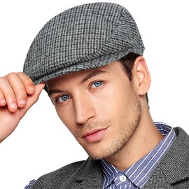 Wantonfy Flat Cap Mens Beret Hat Newsboy Cap Duckbill Hat Ivy Hat Herringbone Newsboy Hunting Cap Tweed Cap Gatsby Hat