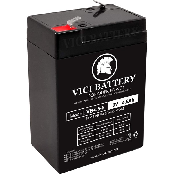 VICI Battery VB4.5-6 for ExpertPower EXP645 6V 4.5 Amp Rechargeable