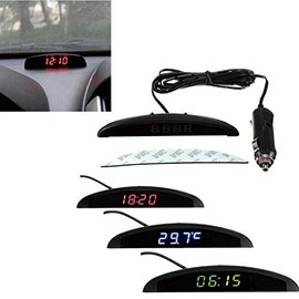 Car Digital LED Electronic LCD Clock Indoor Outdoor Thermometer Voltmeter 12V 3in1 Voltmeter Thermometer Calendar Digital LED Alarm Car Electronic Clock