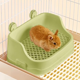 Rabbit Litter Box, Small Animals Litter Tray for Cage Detachable Bedding Litter Pan Potty Toilet Trainer Corner for Pet Rabbits Guinea Pigs Hamsters Chinchillas (Green)