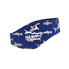 Ear Band-It Ultra Swimming Headband (Keep Water Out, Hold Earplugs in) Doctor Recommended Large (Ages 8-Adult) - Shark