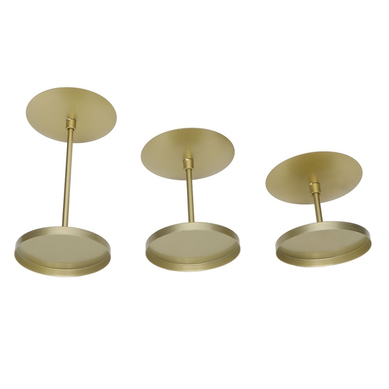 Gold Pillar Candle Holder Double Sided Use Rust Prevention Iron