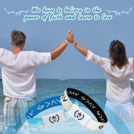 Pinsit Bible Verse Bracelets, 4PCS Christian Bracelets, Elastic Jesus Bracelet with NFC Scan for Women Men Teens Gifts
