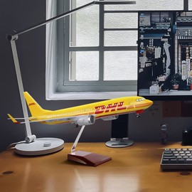 24-Hours 18” 1:80 Scale Model Jet DHL Airplane B737 Model Planes Display Model Airplane Diecast Airplanes Model Kits for Adults with LED Light(Touch or Sound Control) (DHL 737)