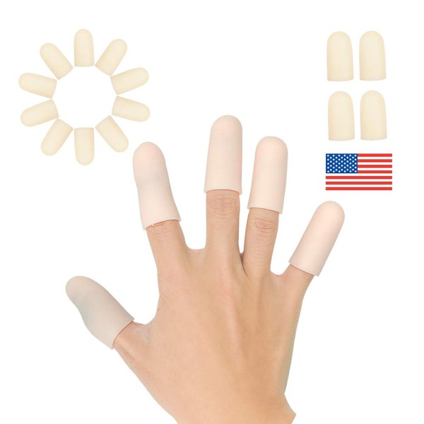 Gel Finger Cots, Finger Protector Support(14 PCS) New Material Finger Sleeves Great for Trigger Finger, Hand Eczema, Finger Cracking, Finger Arthritis and More. (pink, Short)