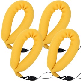 AngleKai 4 Pack Waterproof Camera Floats, Floating Camera Strap, Portable Waterproof Float Strap for Underwater Floating Wrist Strap (Yellow)