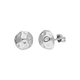 Sterling Silver Hammered Half 10mm Ball Stud Earrings