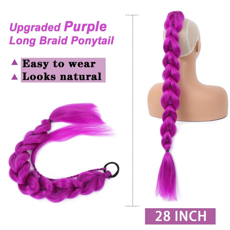 Purple Hair Extensions Pre-Braids Braiding Hair for Cosplay Halloween Stage
