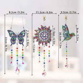 Qwrqwr Arts and Crafts Diamond Painting Kits for Kids Age 6-10 DIY Girls Boys Gifts Set Wind Chime Crystal Suncatchers for Windows Garden Decorations