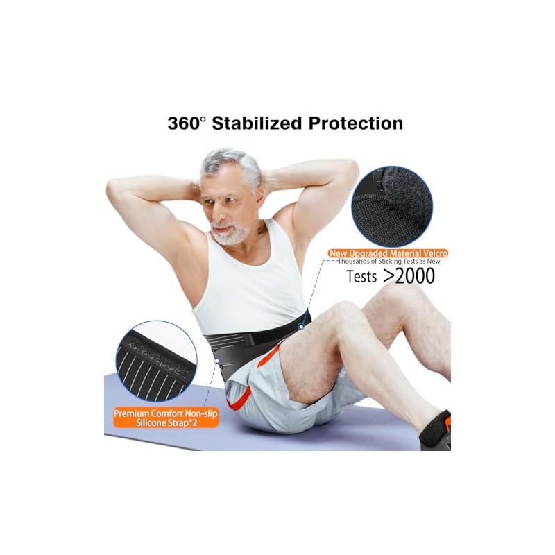 Back Brace for Lower Back Pain, 2 Reusable Ice Packs