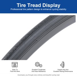 27x1 1/4 (32-630) Road Bike Tire and Bike Tube 27 inch Bicycle tire Suitable for 27 x 1 1/4 27x1.25 City/Road/Commuter Folding Replacement Bike Tire and Tube with 2 Tire Levers
