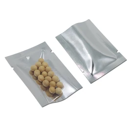 FERENLI 200 Pack 2x2.8inch Flat Open Top Mylar Aluminum Foil Bag Heat Seal Airtight Long Term Food Storage Pouch with Tear Notch Vacuum Smell Proof Small Sample Bags for Candy Packing (Clear Silver)