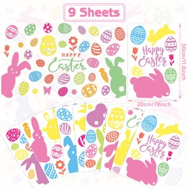 gisgfim Easter Window Clings Decoration Spring Easter Bunny Window Cling Stickers Easter Egg Window Decals for Home School Office Shop Spring Party Supplies