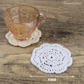 Framendino, 12 Pack 4 Inch Crochet Doilies Round Cotton Handmade Cloth Floral Coasters
