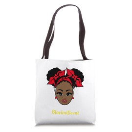 Blacknificient Cute Girl Afro Hair African American Women Tote Bag