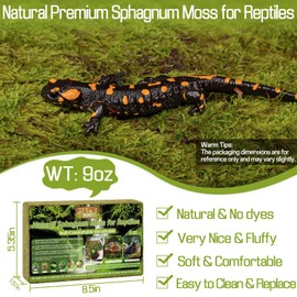 Halatool 9OZ Natural Sphagnum Moss for Reptiles- 14QT Green Moss for Terrarium Plants Long Fiber Reptile Moss for Leopard Gecko Snake Hamsters Tortoises Frogs Lizards Salamanders