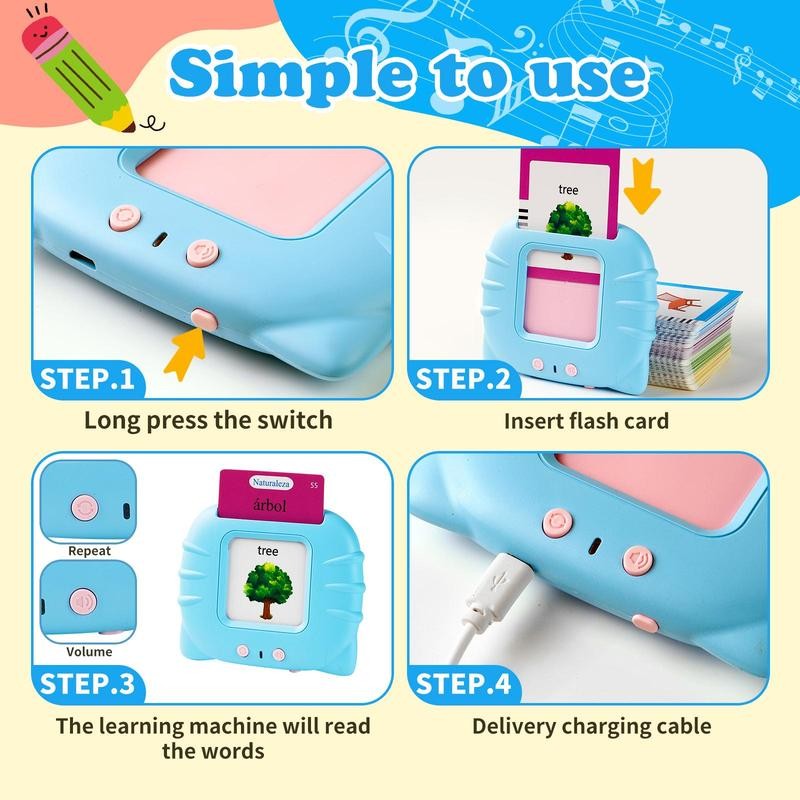 Bilingual English & Spanish Interactive Talking Flash Cards Learning Toy
