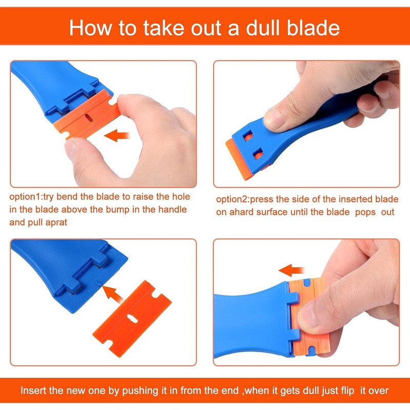 2PCS Plastic Scraper Tool Non-Scratch with 20PCS Blades – Multi-Purpose