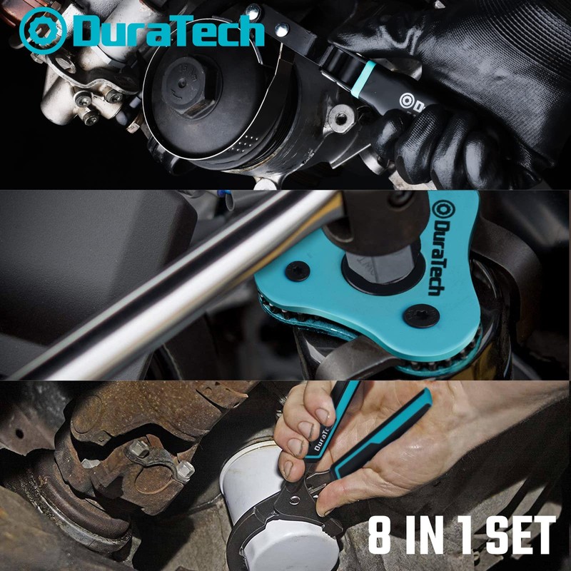DURATECH 8-Piece Oil Filter Swivel Wrench Set, Wrenches Cover 2-3/4"