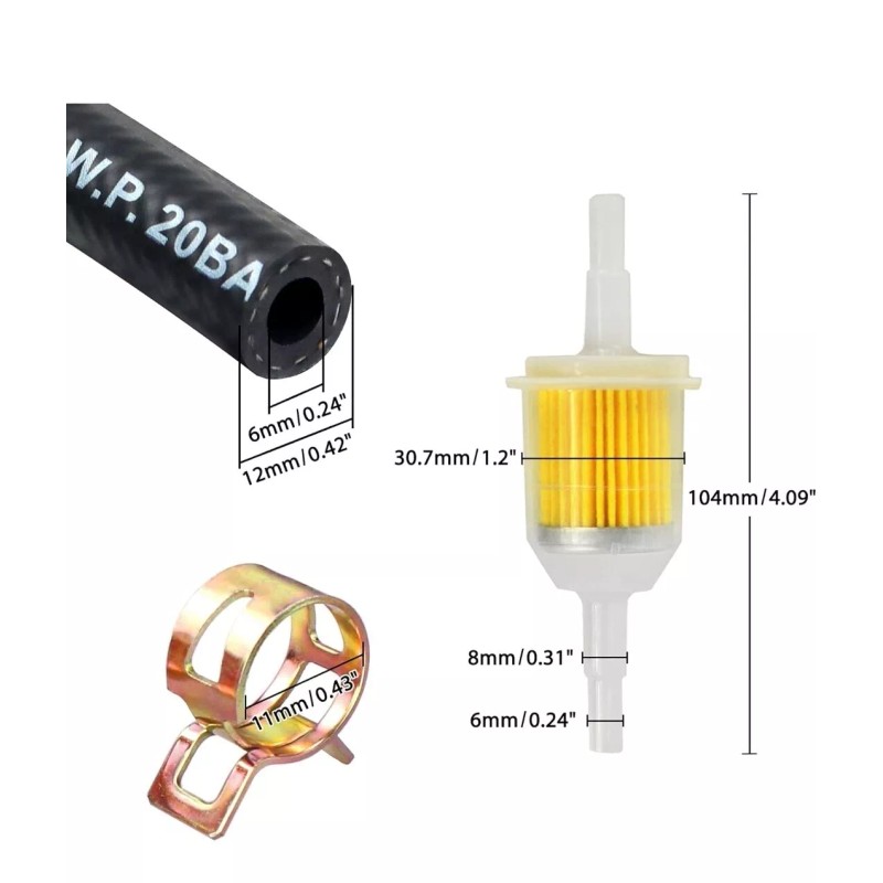IZOKEE 1/4" Inch ID Fuel Line Set - 2 Meter