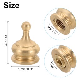 PATIKIL 18 x 25mm Lamp Finials Caps Knob, 3 Set Solid Brass Lamp Shade Top Decoration Screw Cap Nuts with Brass Reducing Adapter for Table Lamps Floor Lamps