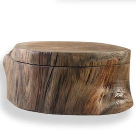 ART-CRAFT Wooden Box Wooden Box with Lid Made of Real Teak Wood Ring Box Ring Box Pill Box Small Weed Box Jewellery Box Storage Box Gift Box Collection Box Diameter 14 cm