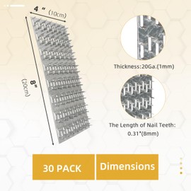 30 Pack 4x8 inch Truss Mending Plate with 8mm Nail Teeth, Galvanized Steel Flat Mending Plates Repair Pronged Truss Mending Plate, Thickness 1mm, for Timber Roofing Wood Truss Connector Plate
