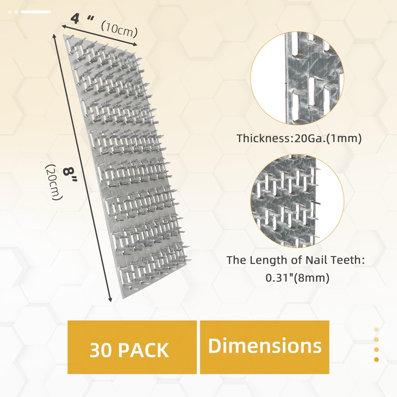 30 Pack 4x8 inch Truss Mending Plate with 8mm Nail