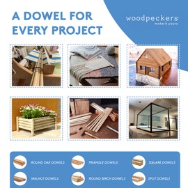 Woodpeckers Wooden Dowel Rods 1 x 48 inch, Unfinished Sticks Crafts & DIY | Woodpeckers - Pack of 25, Natural