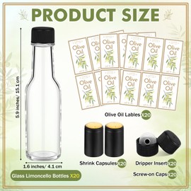 Havawish 20 Pcs Homemade Olive Oil Bottles Hot Sauce Glass Bottles with Leak Proof Screw Cap Funnel Clear Bottle for Storing Homemade Olive Oil Wedding Baby Shower Holiday Gifts Favors (3oz)