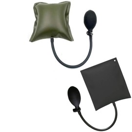 Mounting Cushion, Pack of 2 Square Pneumatic Tensioner Alignment Tool, Inflatable Shim TPU Universal Pump Wedge Shim for Car, Doors, Windows, Car Repair, Green, Black, 15 x 16 cm