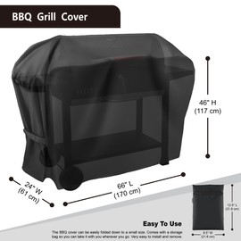 Bemece Grill Barbecue Cover, Waterproof, Dustproof, Anti-UV 420D Oxford Heavy Duty Gas BBQ Cover for Weber, Brinkmann, Char Broil Grill (170x61x117cm)
