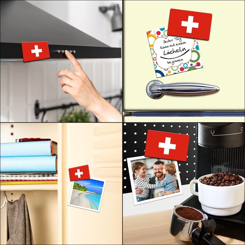 TRIOSK Fridge Magnet Strong Flag Switzerland Magnet Country Flags Gift