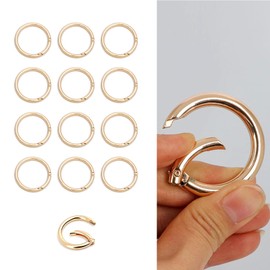 12 Pcs 0.78 Inch(20mm) Inside Diameter Round Carabiner Clip Snap Hooks, Carabiner Necklace, Charms with Clasp, Necklace Shortener Clasp, Zinc Alloy Spring O Rings Buckles DIY Accessory Light Gold