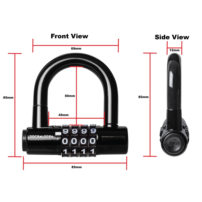 DocksLocks Anti-Theft Weather Resistant Short Shackle U-Lock
