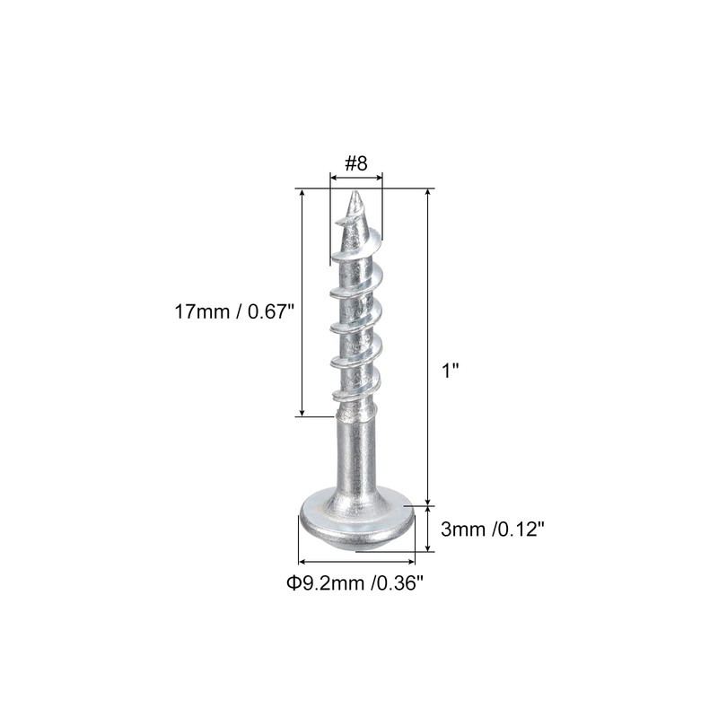 sourcing map #8x1" Pocket Hole Screws, 100pcs Square Drive Self