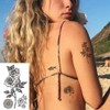 Yesallwas Tattoo Stickers, Roses, Black, Roses, Flowers, Set of 6,