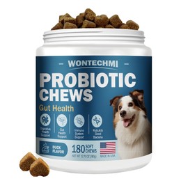 WONTECHMI Probiotics for Dogs, Improve Itchy Skin Itchy Ears, Gut Health, Yeast Balance, Allergies, Immunity, Dog Probiotics and Digestive Enzymes with Prebiotics, Reduce Diarrhea (180 Chews, Duck)
