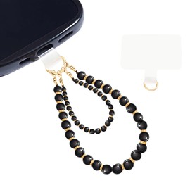 MuagoChic Double Chain Marble Beaded Phone Wrist Strap, Hand Bracelet Strap with Tether Tab, Bead Charms Accessories Wristlet Strap C2