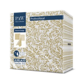 Paw Airlaid Napkins - Fabric-Like (40 x 40 cm) I Pack of 50 I Ideal for Weddings, Christenings, Communion, Birthdays I Table Decoration Back Pattern - Baroque Gold I Reverse Baroque Etude Gold