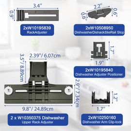 UPGRADED W10350375 Dishwasher Top Rack Adjuster Parts for Whirlpool Dishwasher Parts W10712395, WDT730PAHZ0, WDT970SAHZ0, WDTA50SAHZ0,WDT750SAHZ0 Upper Rack Parts for Kenmore Dishwasher Top Rack Parts