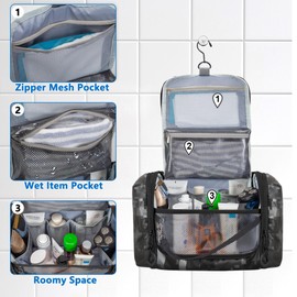 Prokva Kulturbeutel zum Aufhängen für Männer, Taktischer Dopp Kit Kulturbeutel, Großer Hygiene Organizer, Duschtasche für Camping im Freien, Schwarz Digital